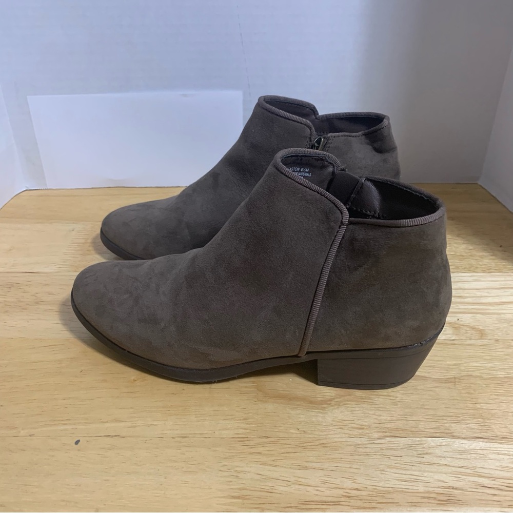 Dunes Easton Womens Sz‎ 6.5M Brown Side Zip Up Ankle Booties 1 3/4" Heel